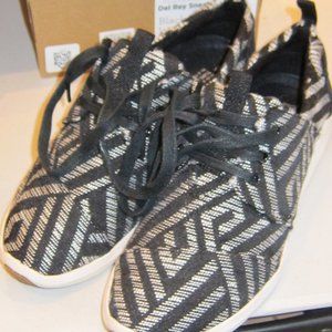 Toms Del Rey Sneaker in Black Tribal Woven Women's Size 5.5
